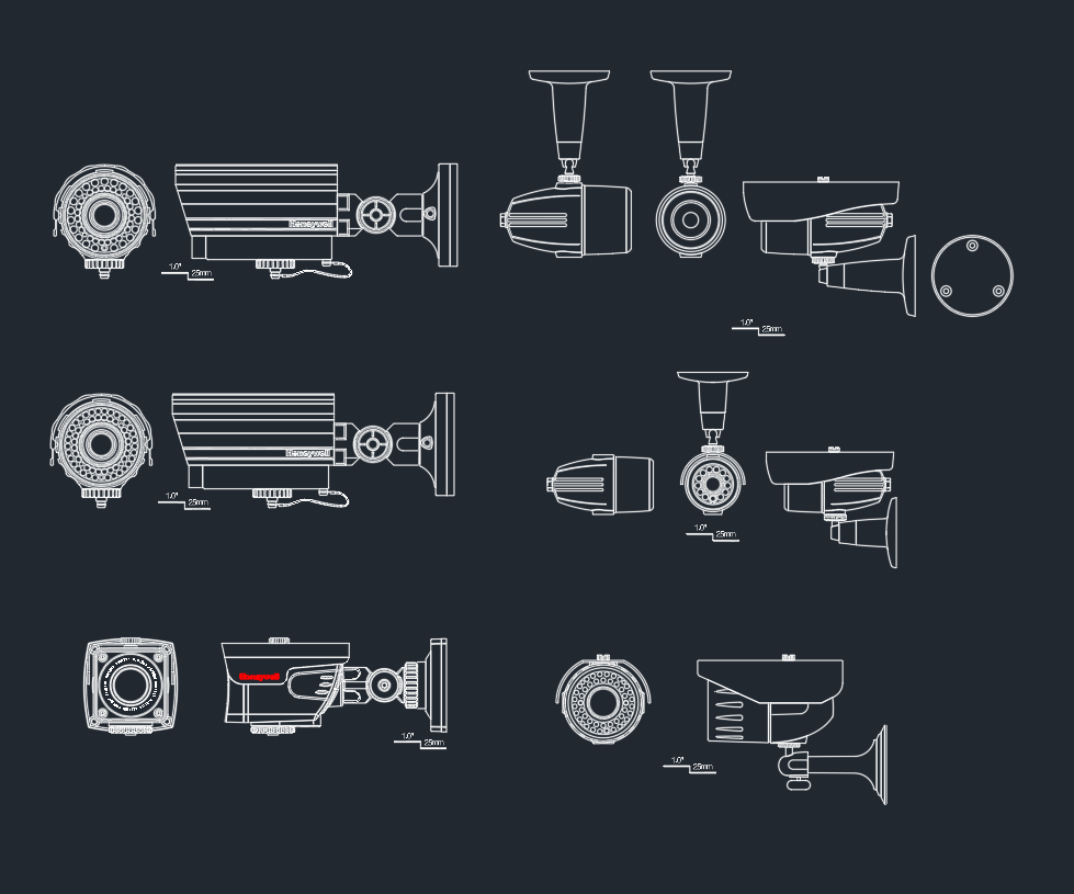 Outdoor Security Cameras DWG Blocks for AutoCAD Drawings