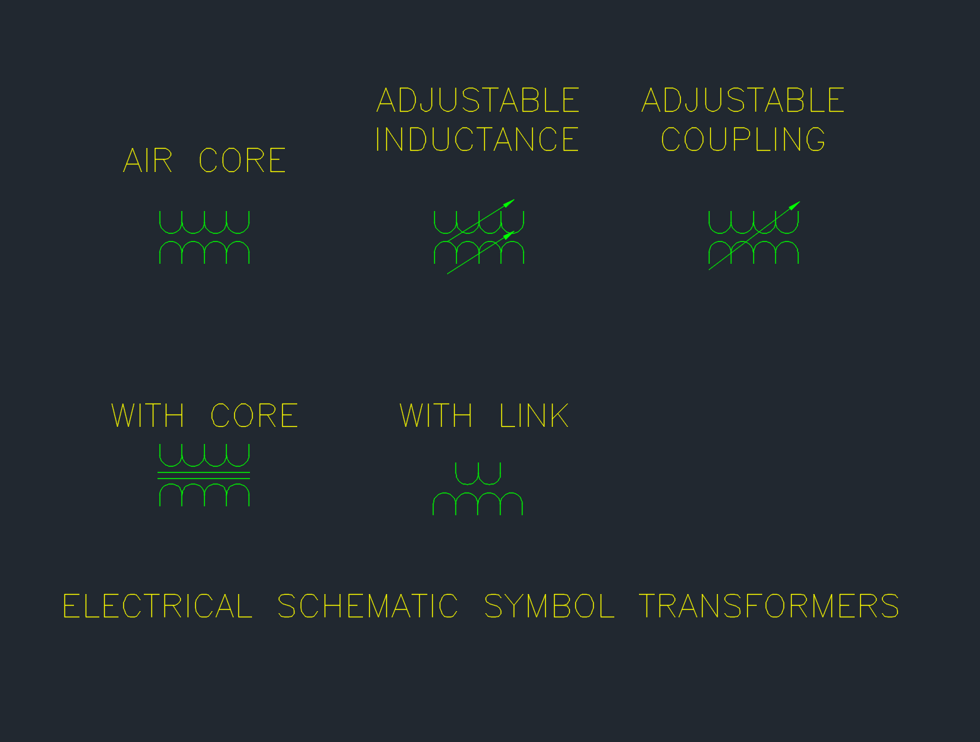 Schematic Transformers Symbols DWG for AutoCAD Drawings