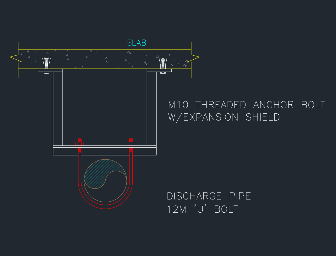 AutoCAD Drawing for Pipe-Hanger Through Slab Equipment