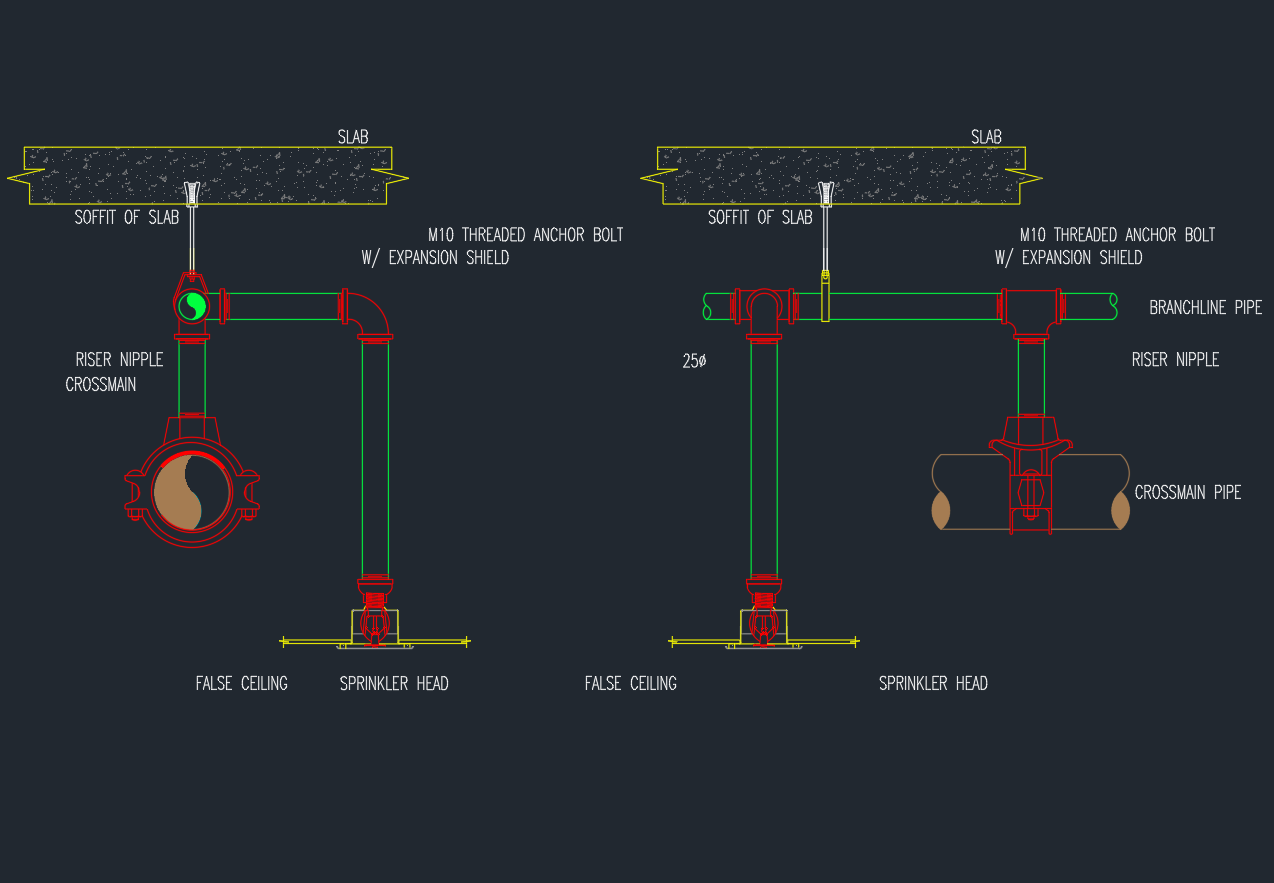 Sprinkler Head (Pendent) AutoCAD Drawing – Download Free CAD