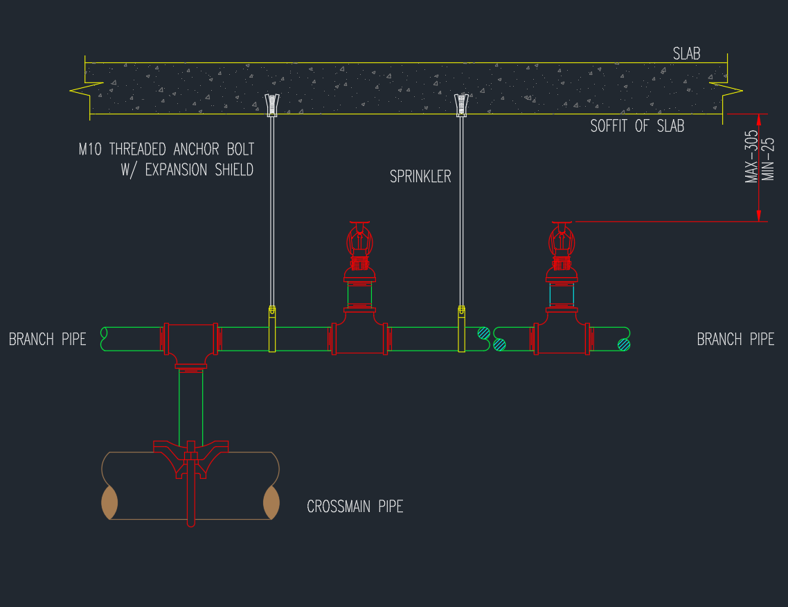 Sprinkler Head (Upright) AutoCAD Drawing | Download DWG File