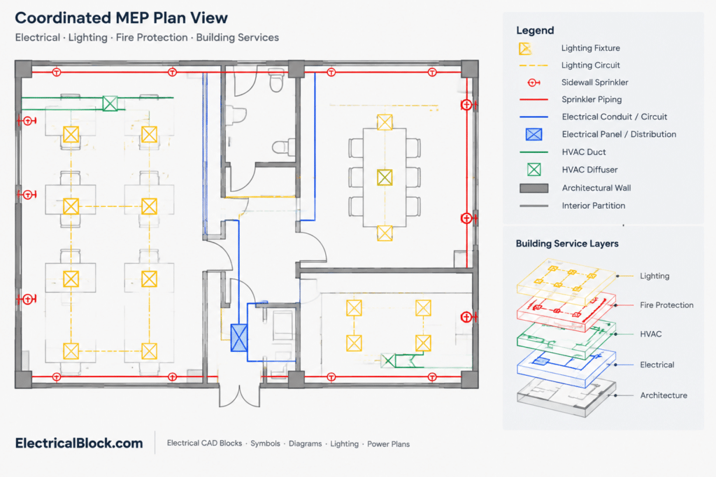 AutoCAD Detail for Horizontal Sidewall Sprinkler Equipment electrical CAD illustration