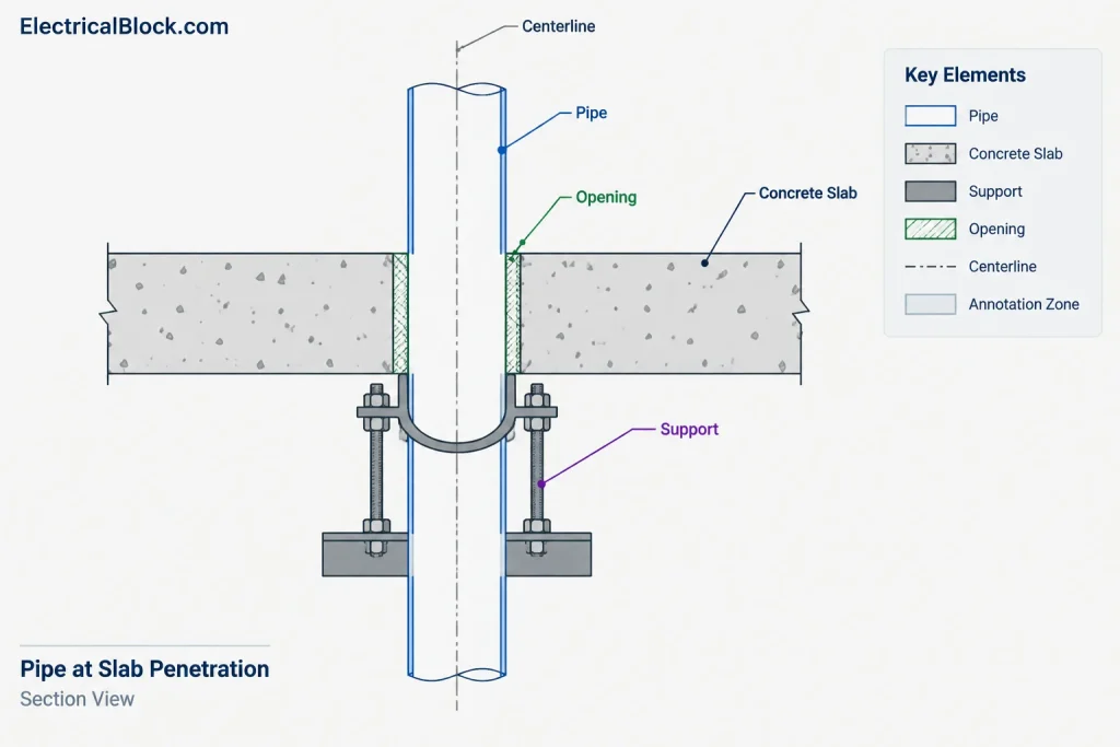 AutoCAD Drawing for Pipe-Hanger Through Slab Equipment electrical CAD illustration