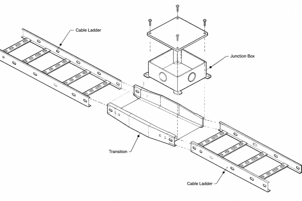 Cable Ladder with Junction Box DWG | AutoCAD CAD Block Download electrical CAD illustration