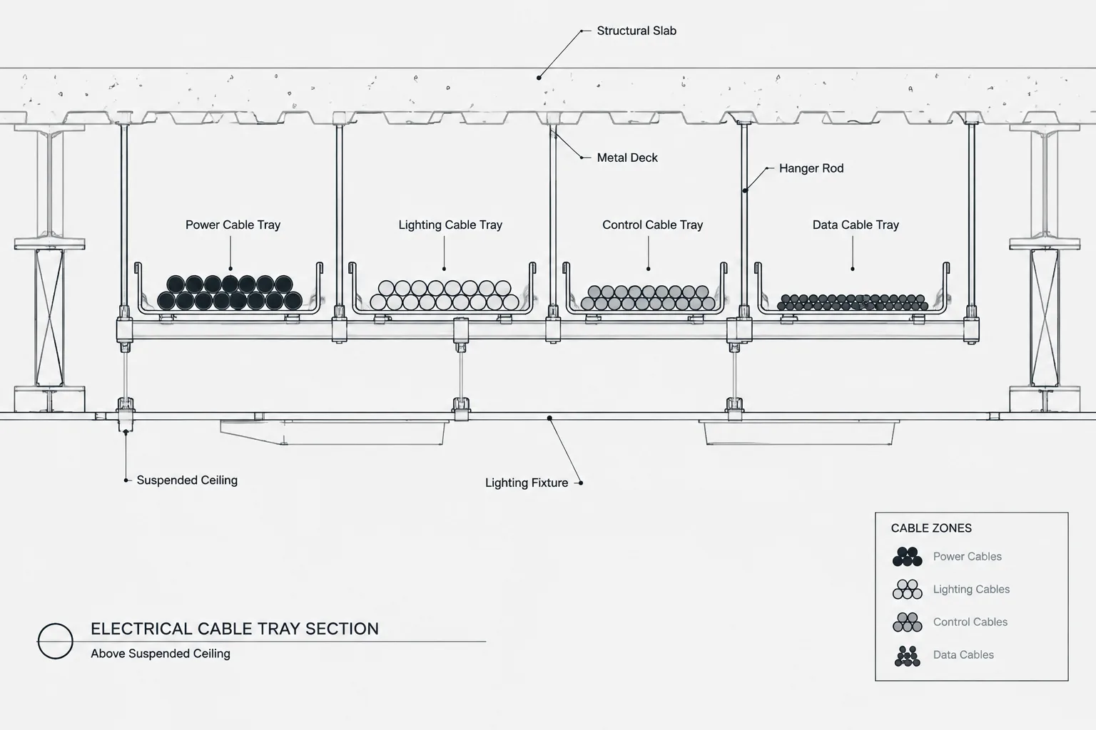 Cable Tray Cross-Sections in CAD: Documenting Cable Zones, Routing, and Coordination