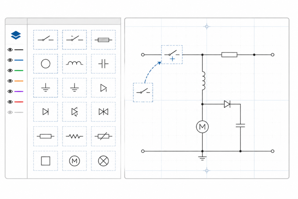 Circuit Symbols Blocks Stages DWG for AutoCAD Drawings engineering illustration