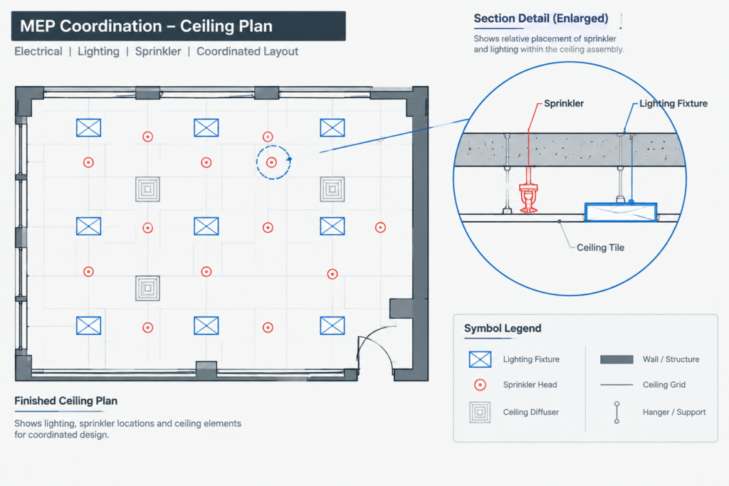 Concealed Sprinkler Head Installation Detail AutoCAD Drawing electrical CAD illustration