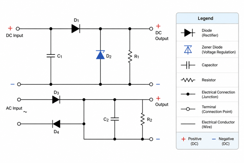 Diode Sign Symbols DWG: AutoCAD CAD Block for Circuit Design engineering illustration