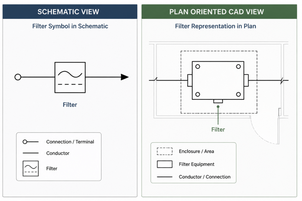 Electric Filter Symbols DWG Blocks for AutoCAD Drawings engineering illustration