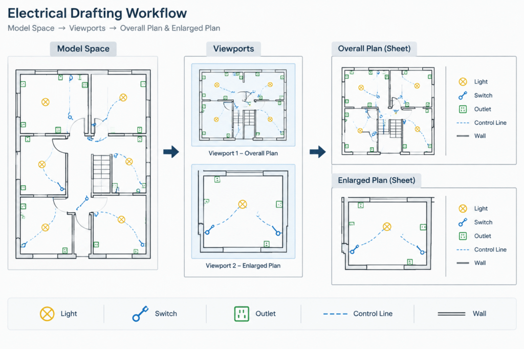 Electrical CAD Annotation Scales: Keeping Symbols, Text, and Callouts Readable electrical CAD illustration