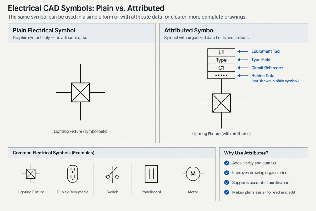 Electrical CAD Block Attributes: How to Create Smarter Symbols and Reliable Schedules electrical CAD illustration