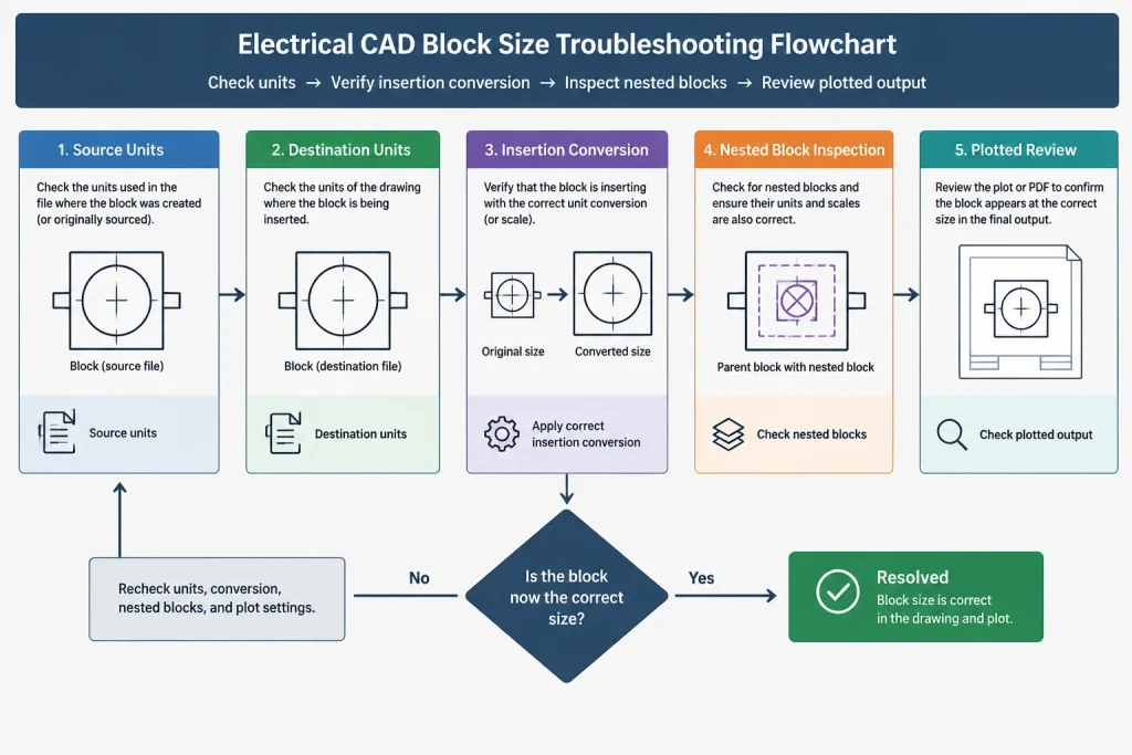 Electrical CAD Block Units and Scale: Preventing Incorrect Symbol Sizes electrical CAD illustration