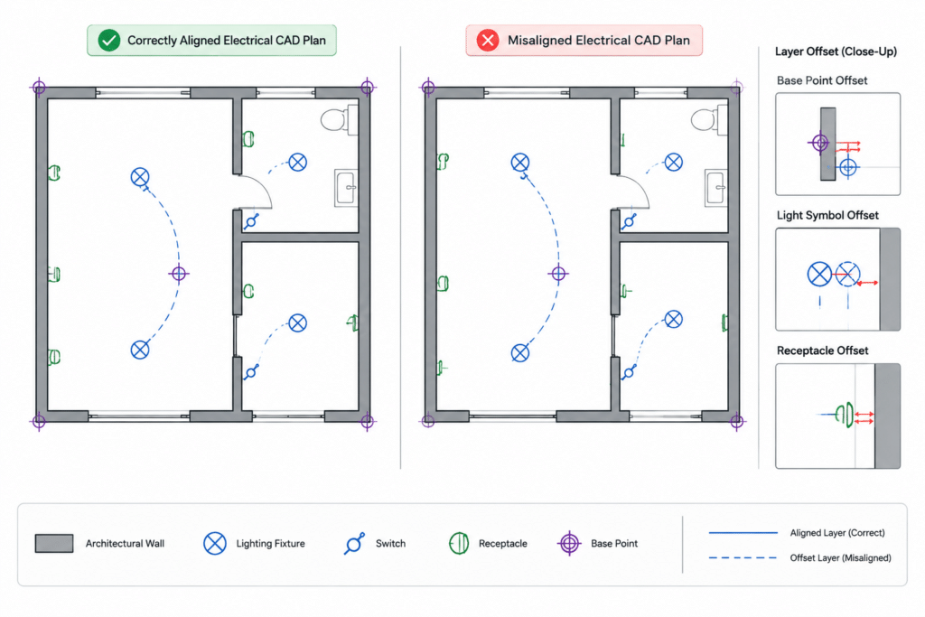 Electrical CAD Coordinates and Base Points: Preventing Misaligned Drawings electrical CAD illustration
