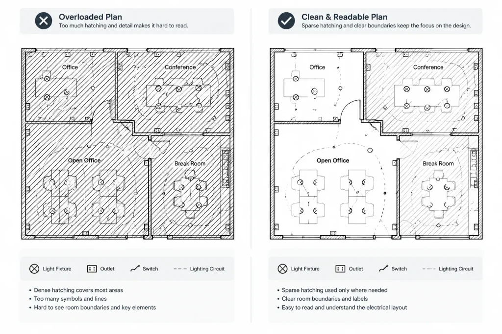 Electrical CAD Hatches and Poche: Using Patterns Without Obscuring the Drawing electrical CAD illustration