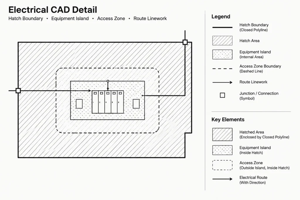 Electrical CAD Hatches and Poche: Using Patterns Without Obscuring the Drawing electrical CAD illustration