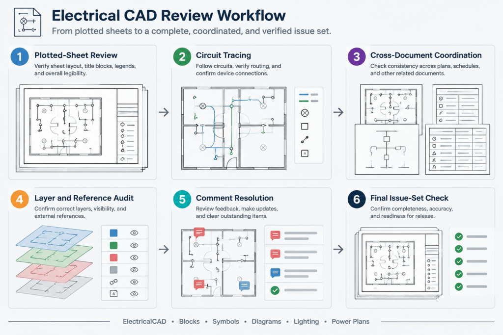 Electrical CAD Quality Control Checklist Before Issuing Drawings electrical CAD illustration