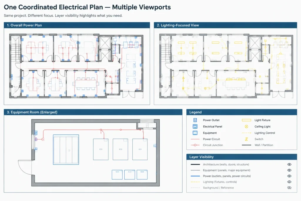 Electrical CAD Sheet Setup: Coordinating Model Space, Paper Space, and Viewports electrical CAD illustration