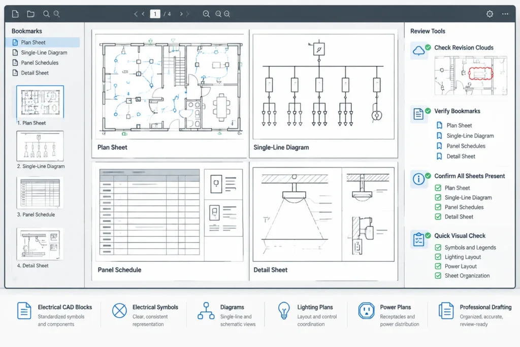 Electrical CAD to PDF Workflow: Producing Clear, Searchable, and Reviewable Drawing Sets electrical CAD illustration