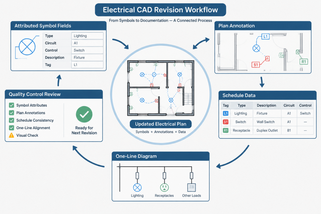 Electrical Circuit Numbering in CAD: Coordinating Plans, Panels, and One-Line Diagrams electrical CAD illustration