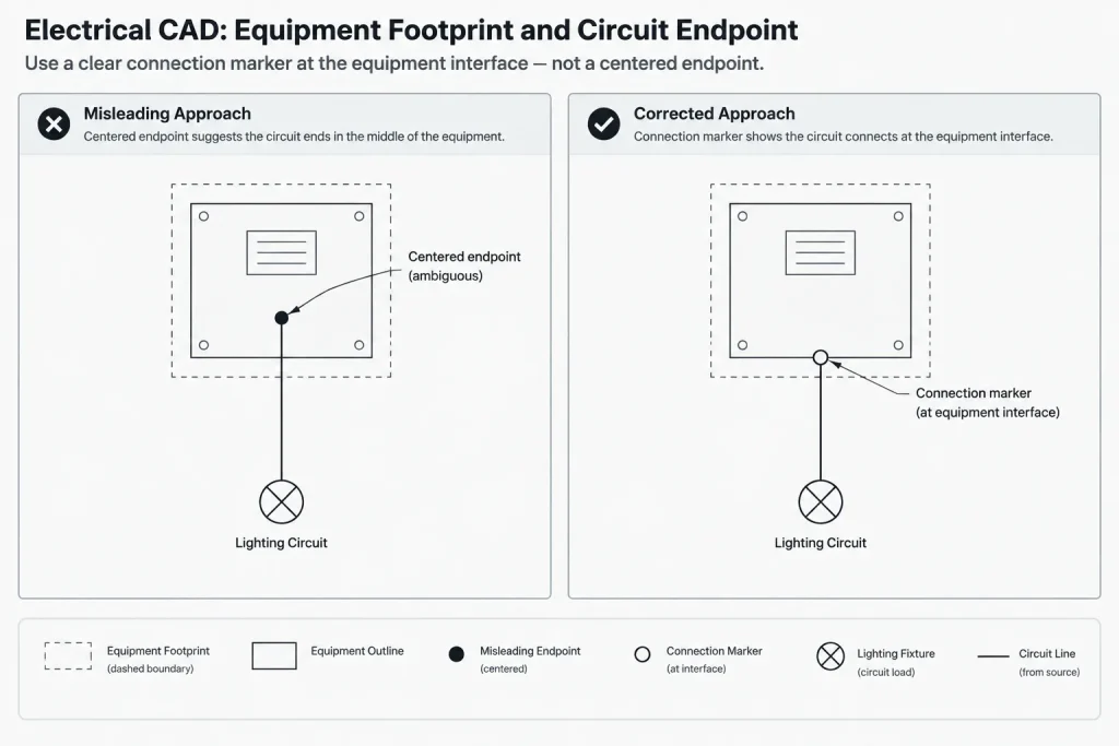 Electrical Connection Points in CAD: Coordinating Rough-In Locations Across Plans and Details electrical CAD illustration