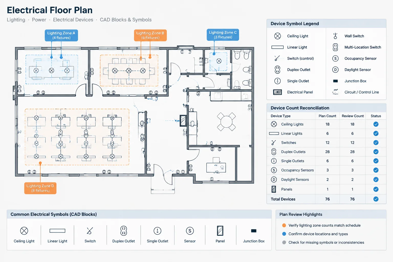 Electrical Device Count Verification in CAD: Reconciling Plans, Legends, and Schedules