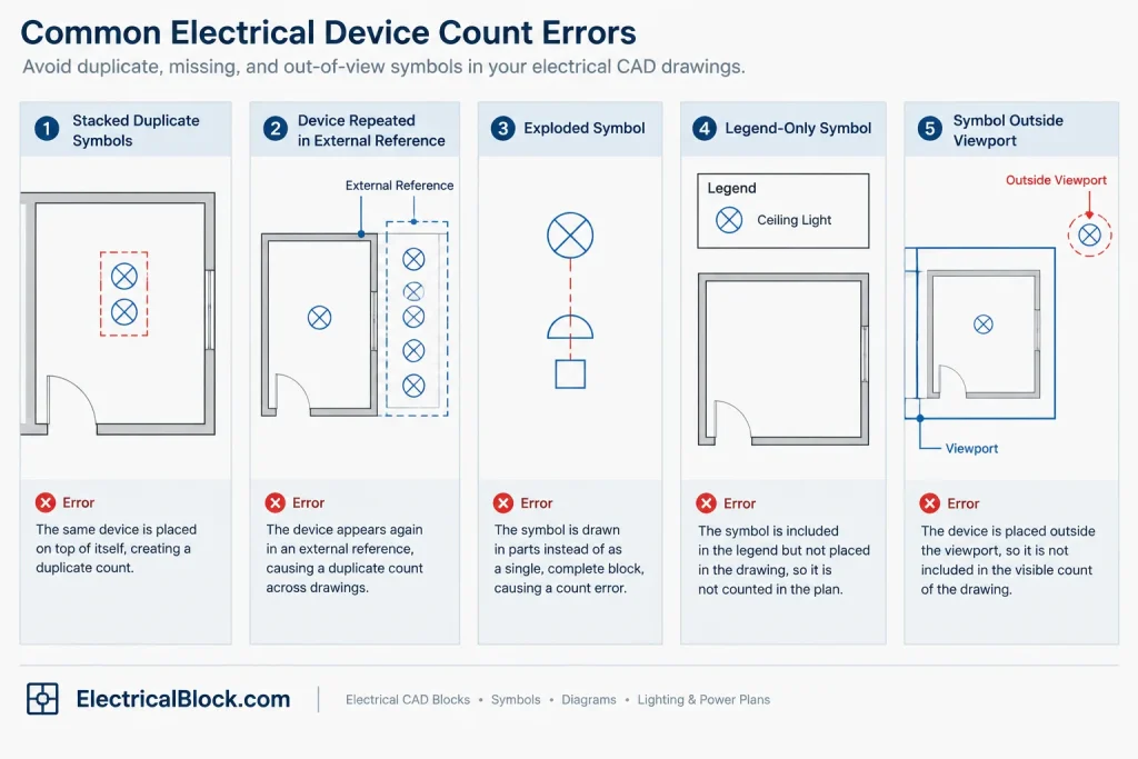 Electrical Device Count Verification in CAD: Reconciling Plans, Legends, and Schedules electrical CAD illustration