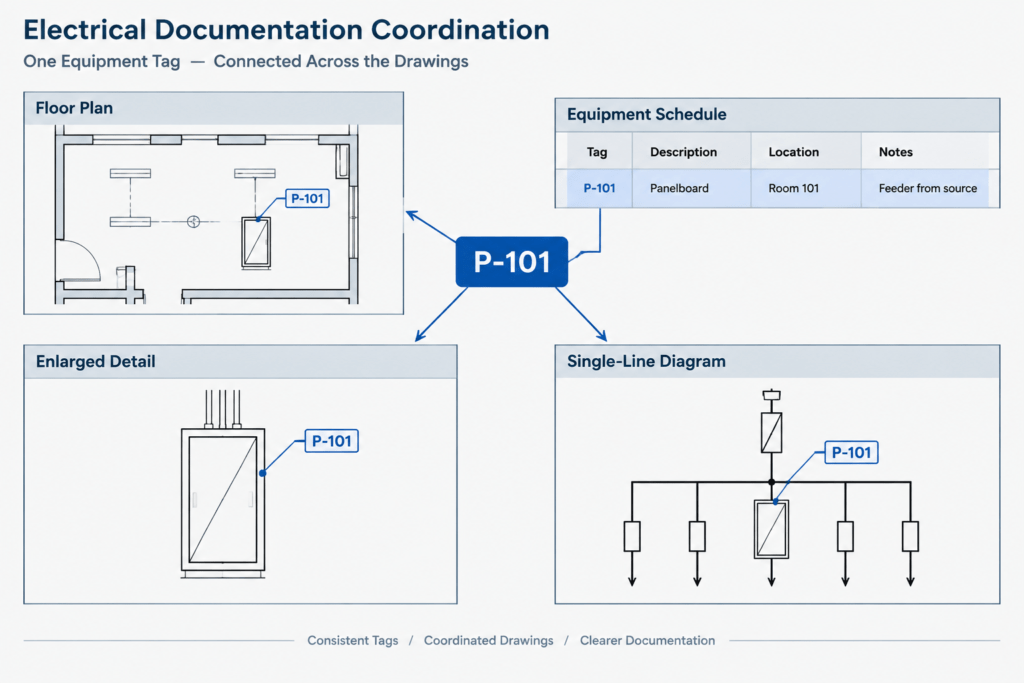 Electrical Device Tagging in CAD: Coordinating Plans, Schedules, and Diagrams electrical CAD illustration