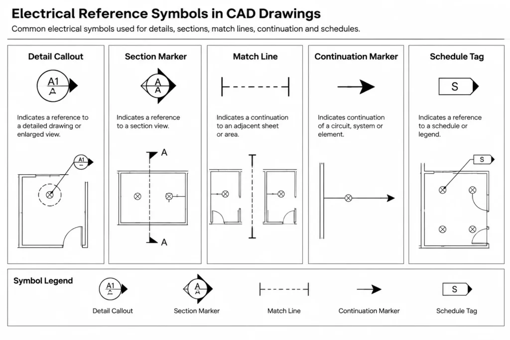 Electrical Drawing Cross-References: Coordinating Plans, Details, Sections, and Diagrams electrical CAD illustration