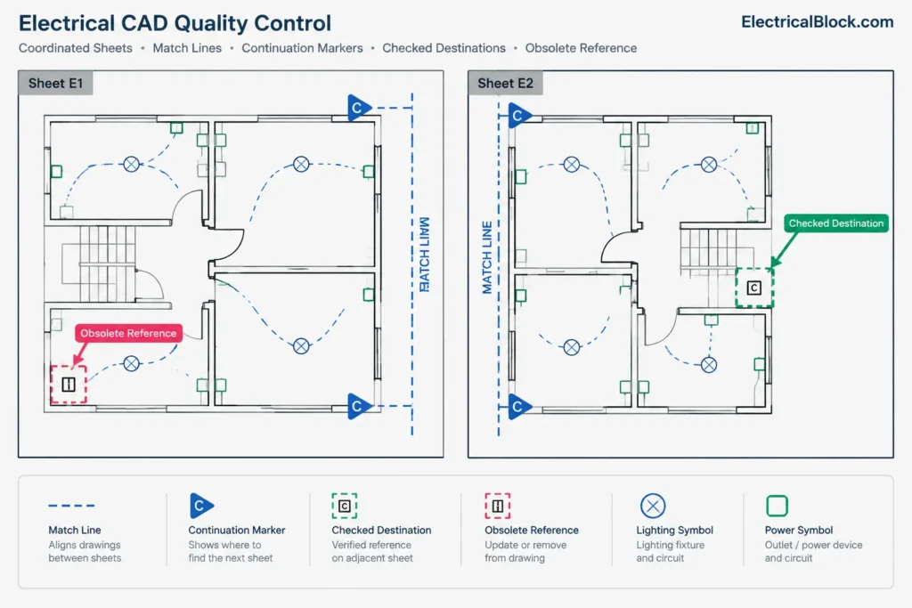 Electrical Drawing Cross-References: Coordinating Plans, Details, Sections, and Diagrams electrical CAD illustration