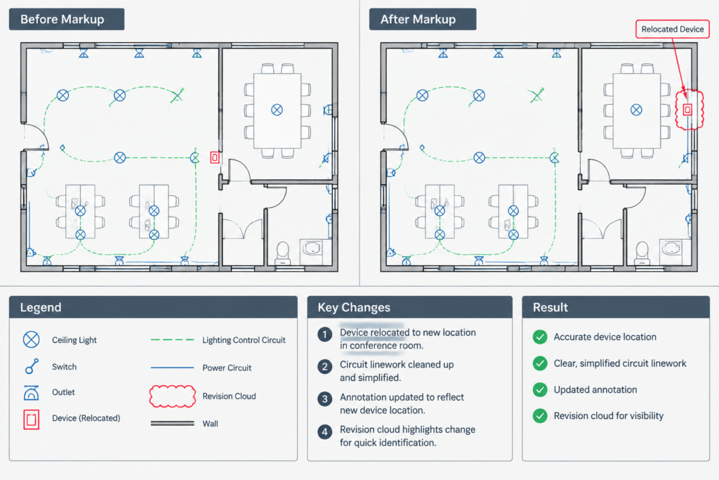 Electrical Drawing Revision Workflow: From Redlines to a Clean CAD Issue Set electrical CAD illustration