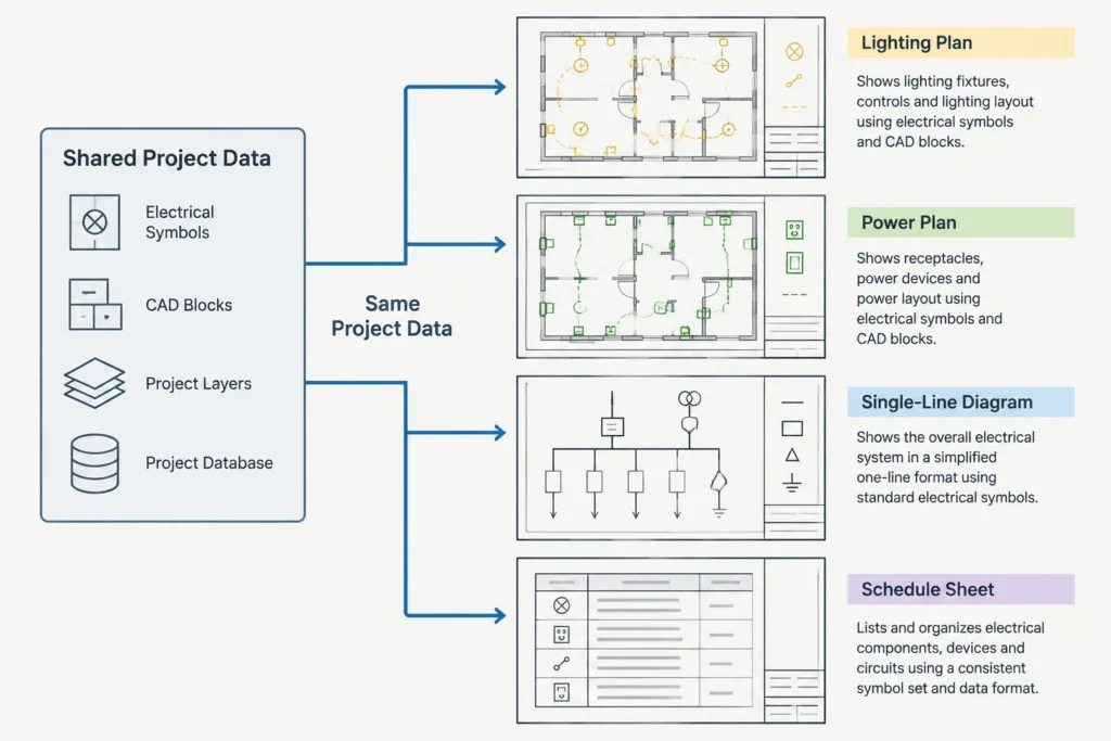 Electrical Drawing Title Blocks in CAD: Sheet Data, Attributes, and Issue Control electrical CAD illustration
