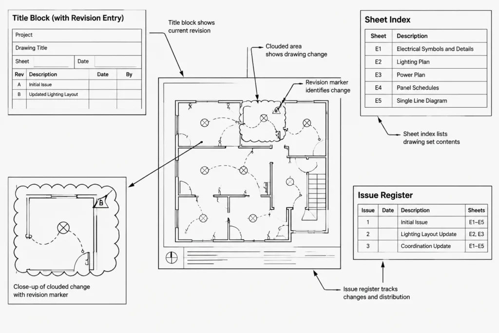 Electrical Drawing Title Blocks in CAD: Sheet Data, Attributes, and Issue Control electrical CAD illustration