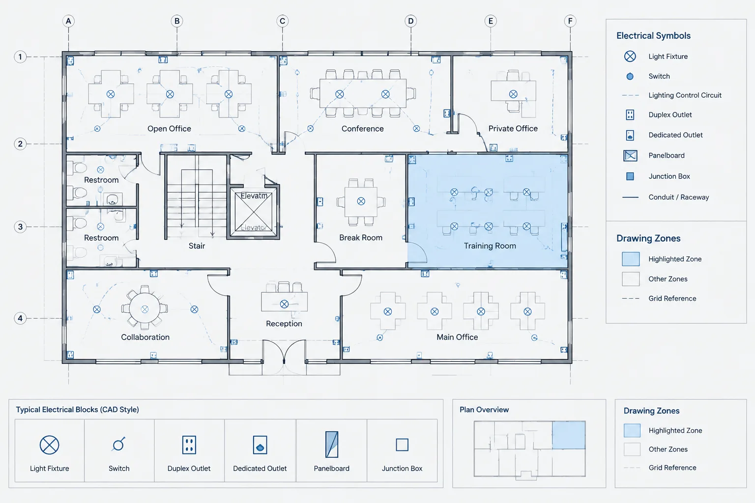 Electrical Drawing Zone References in CAD: A Practical Workflow for Large Floor Plans