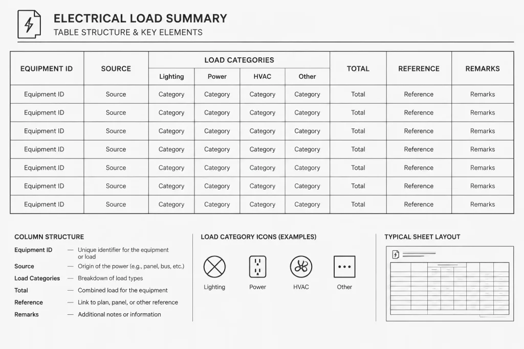 Electrical Load Summary Drawings in CAD: Coordinating Calculations, Panels, and One-Lines electrical CAD illustration