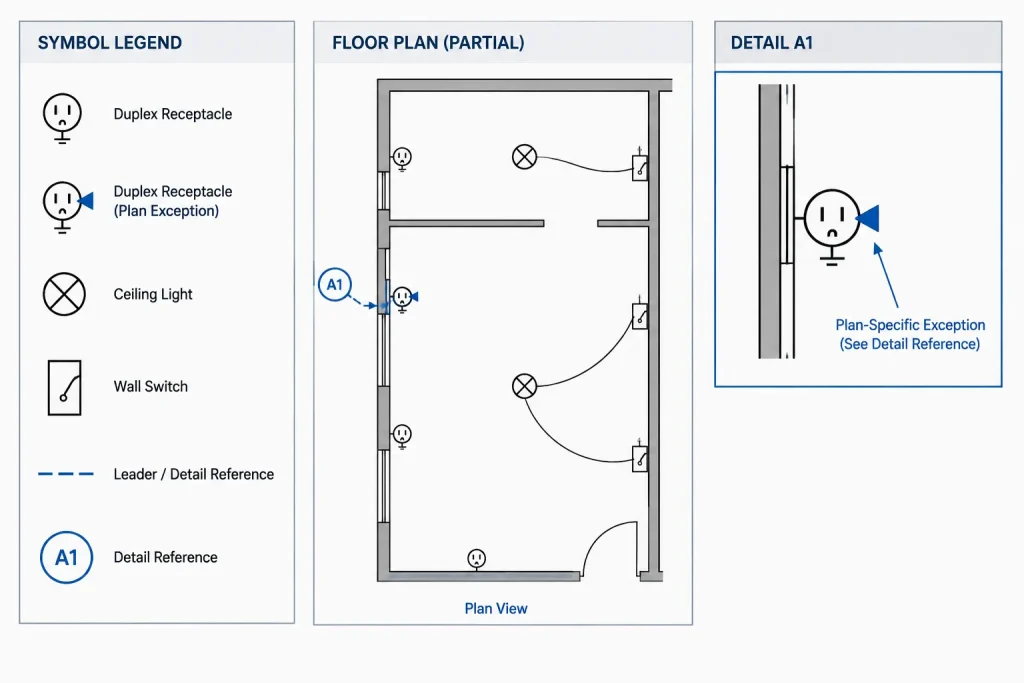 Electrical Mounting Height Documentation in CAD: Plans, Elevations, Schedules, and Notes electrical CAD illustration