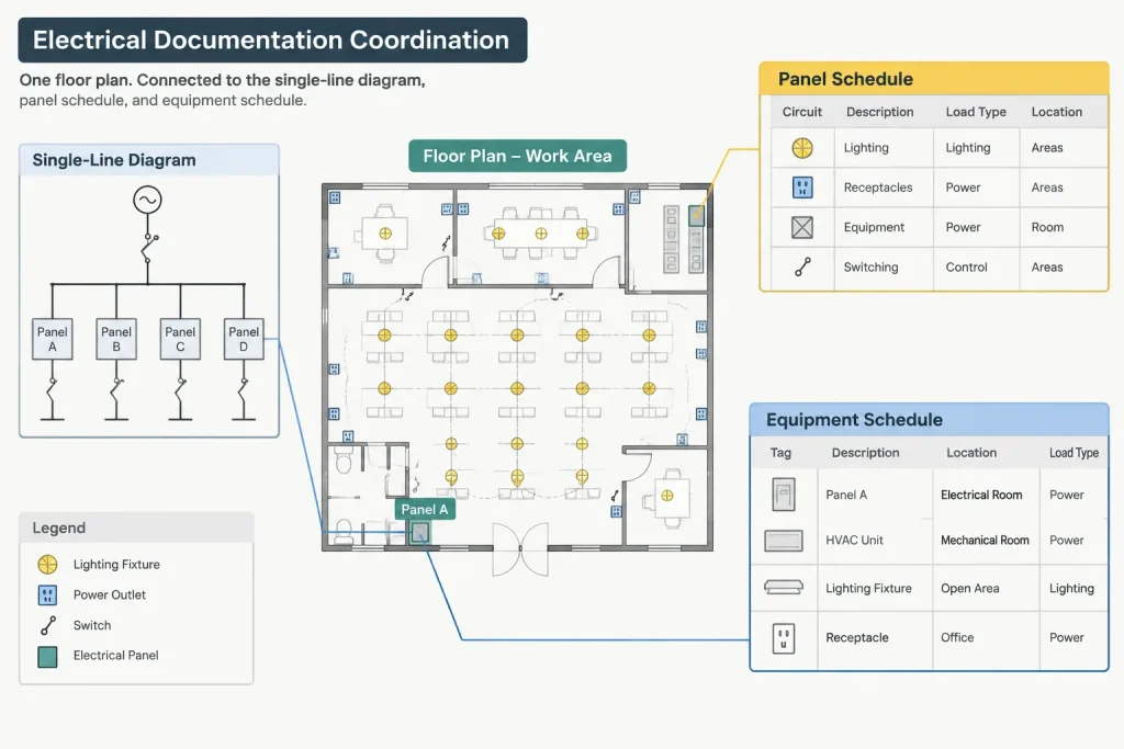 Electrical Plan Phasing in CAD: Work Areas, Sequence, and Drawing Coordination electrical CAD illustration