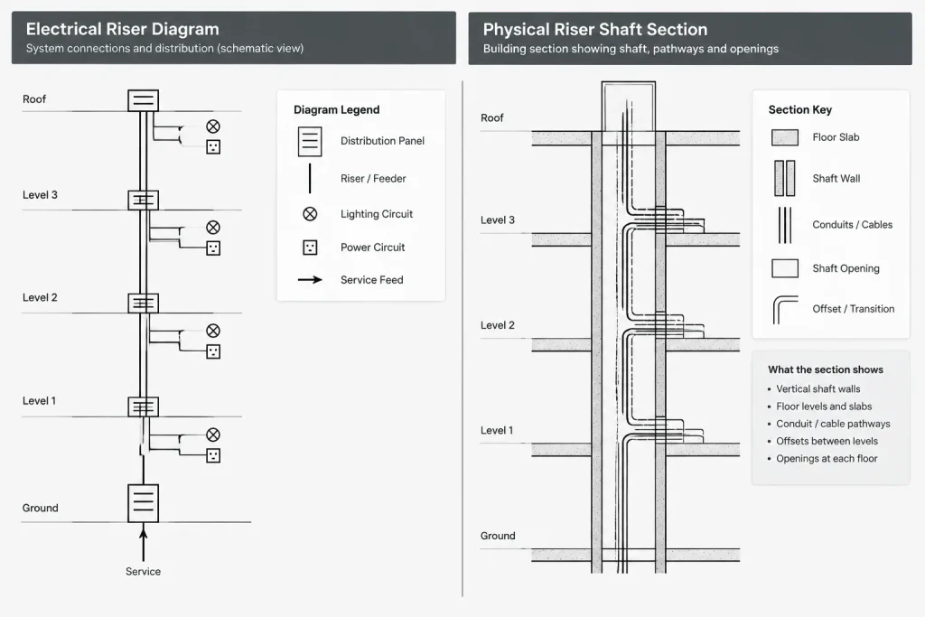 Electrical Riser Shaft Drawings in CAD: Coordinating Vertical Pathways Floor by Floor electrical CAD illustration