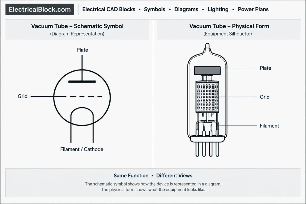Electrical Schematic Tubes Symbols DWG | AutoCAD electrical CAD illustration