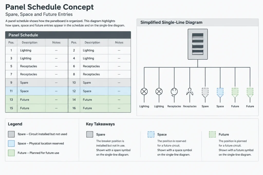 Existing, New, Spare, Space, and Future: Electrical Drawing Status Notation in CAD electrical CAD illustration