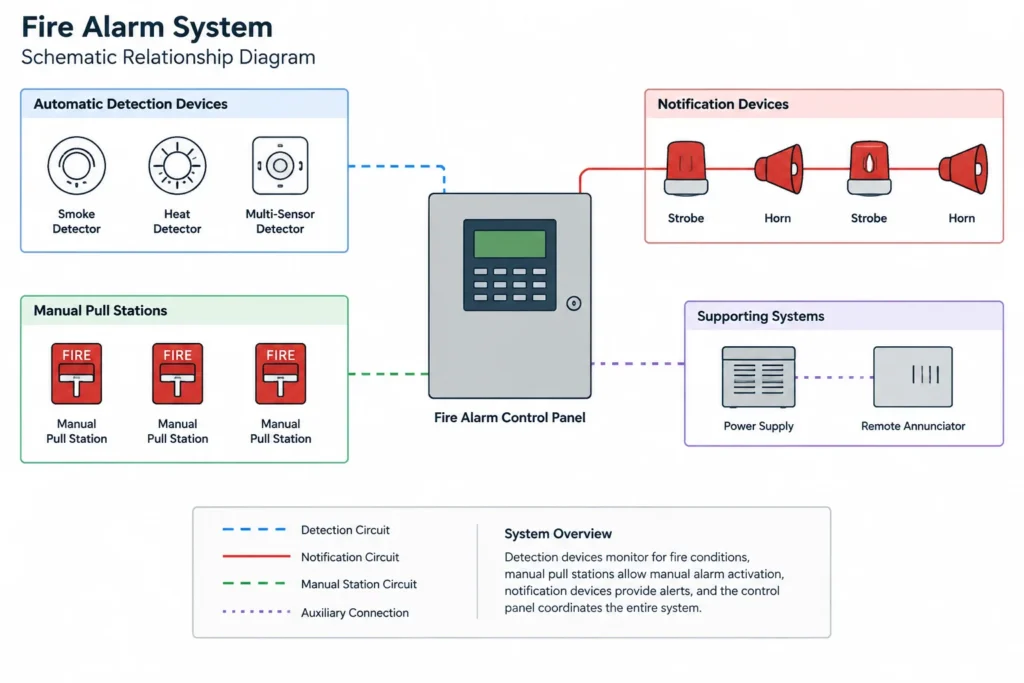 Fire Alarm System Diagram | AutoCAD CAD Drawing Download electrical CAD illustration
