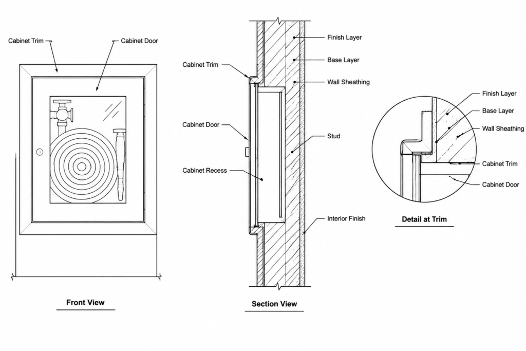 FIRE HOSE CABINET DETAIL (FHC) AutoCAD Drawing Guide electrical CAD illustration