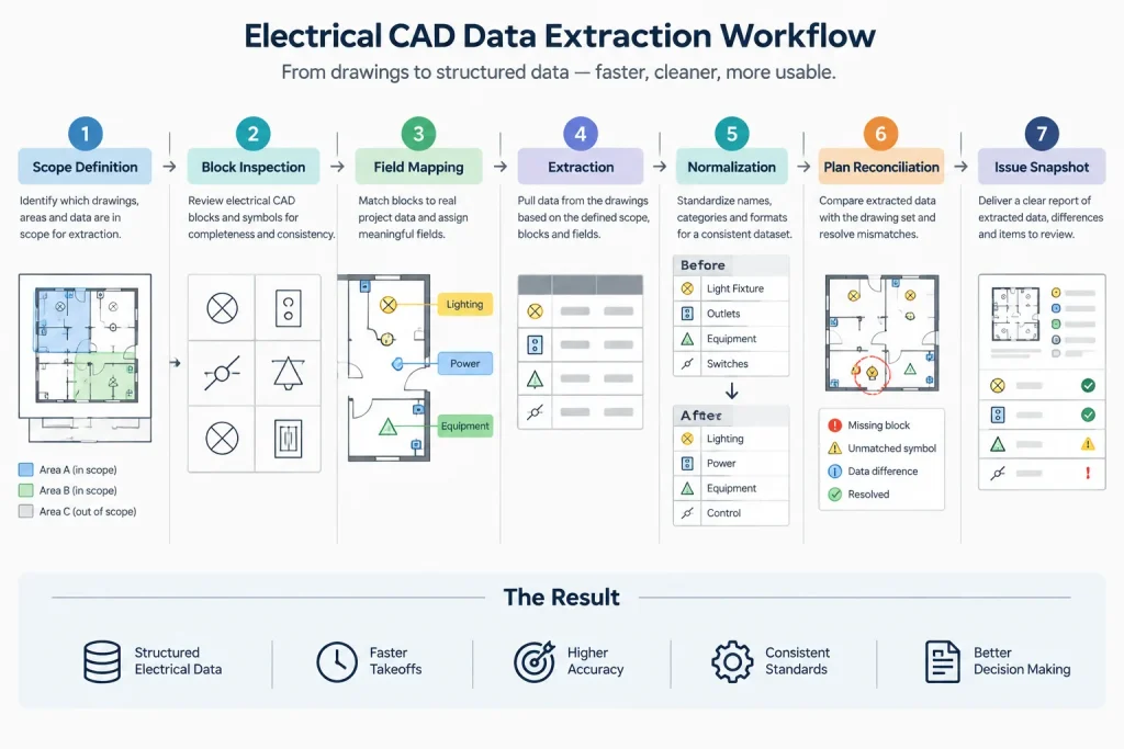 From CAD Blocks to Equipment Lists: An Electrical Drawing Data Extraction Workflow electrical CAD illustration