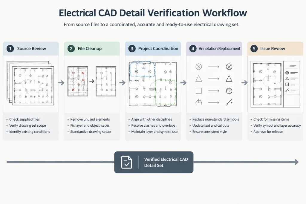 Generic vs. Project-Specific Electrical Details in CAD: A Verification Workflow electrical CAD illustration