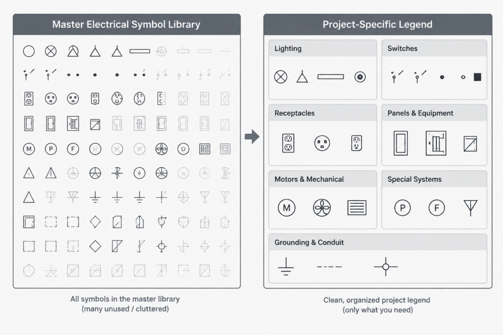 How to Build an Electrical CAD Symbol Legend That Matches the Drawings electrical CAD illustration