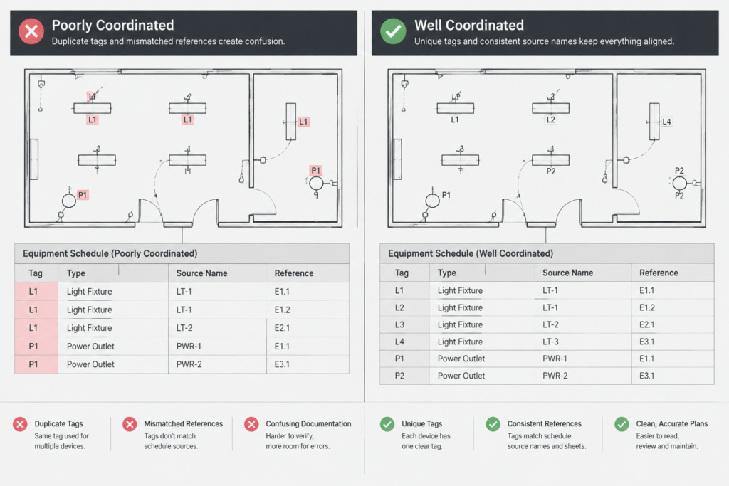 How to Coordinate Electrical Equipment Connection Schedules with CAD Plans electrical CAD illustration