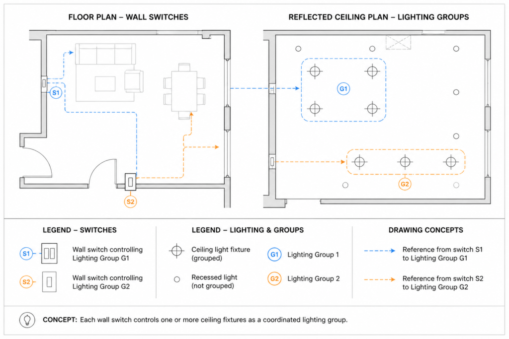How to Coordinate Electrical Floor Plans and Reflected Ceiling Plans in CAD engineering illustration