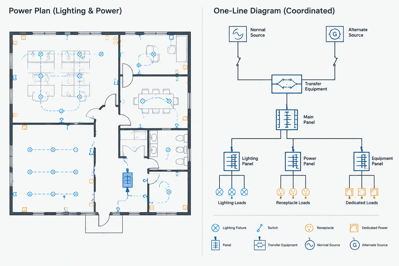 How to Coordinate Normal and Backup Power Across Electrical CAD Drawings