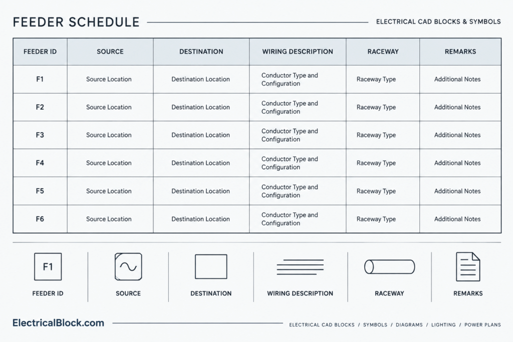 How to Draft a Feeder Schedule and Coordinate It with a Single-Line Diagram electrical CAD illustration