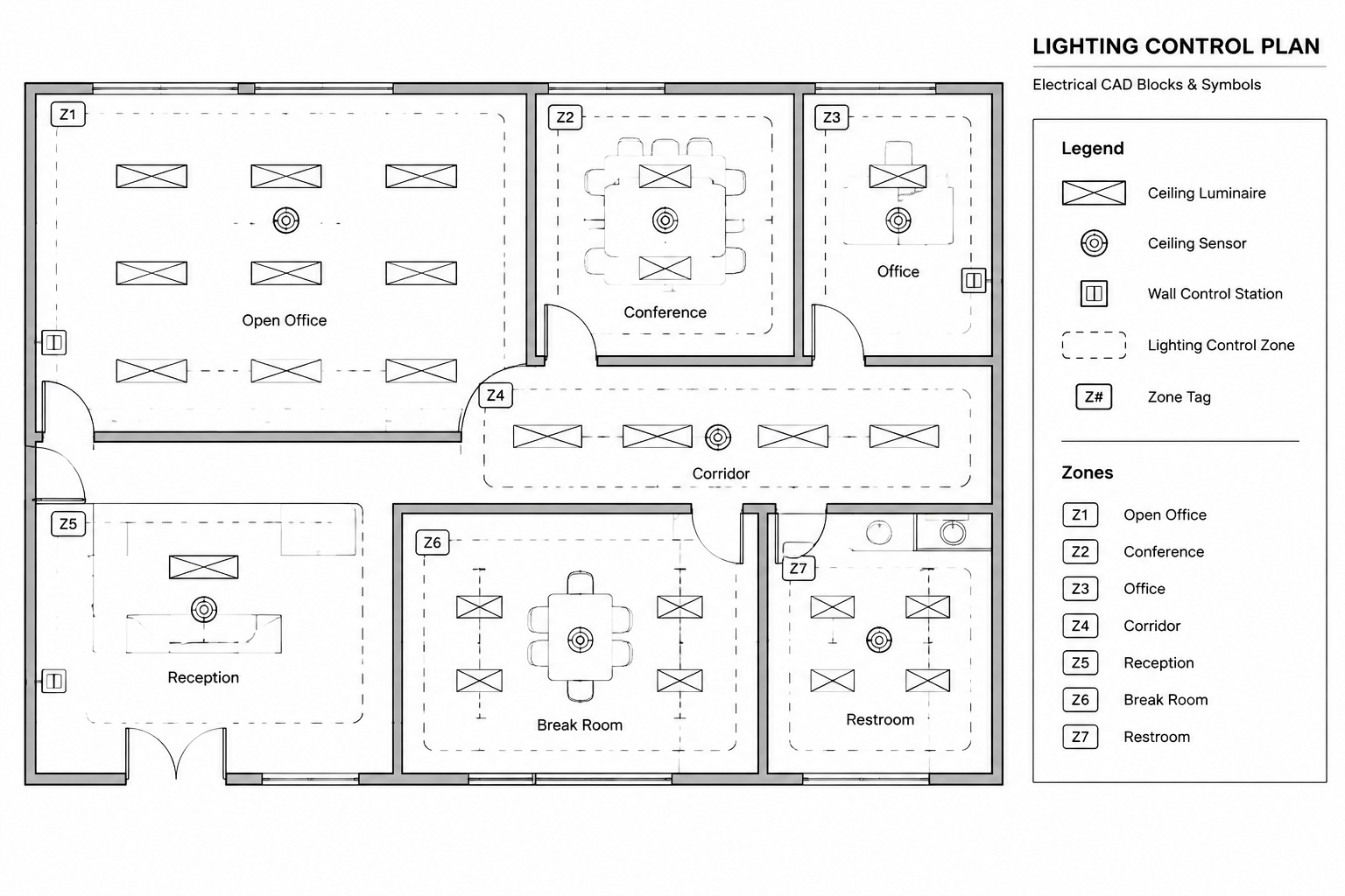 How to Draft a Lighting Control Plan in CAD: Zones, Devices, and Control Intent