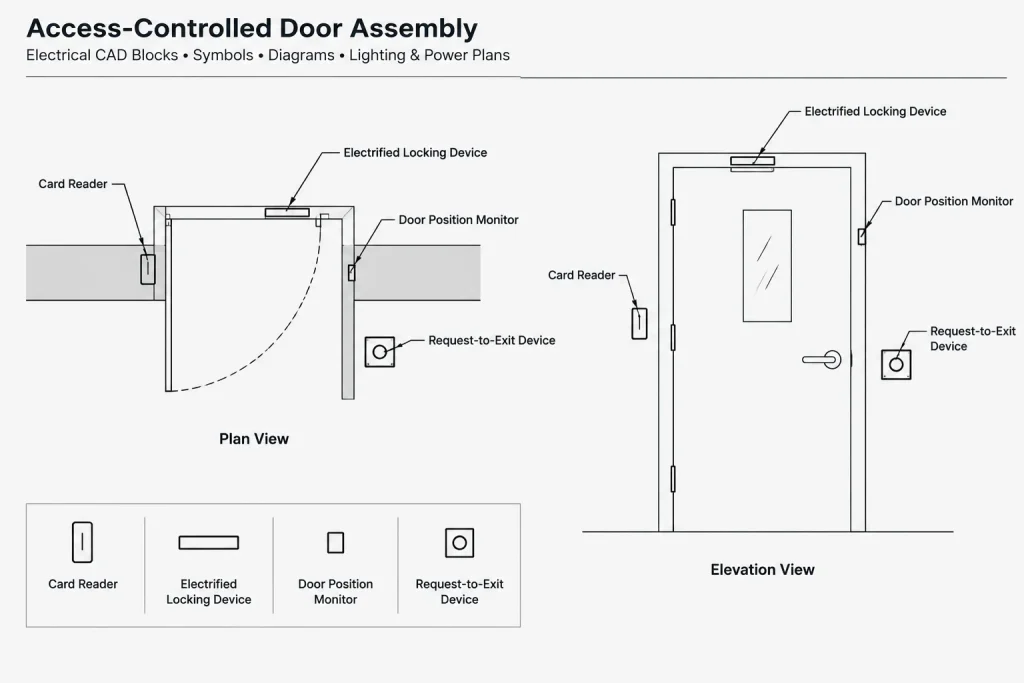 How to Draft Access Control Plans in CAD: Doors, Devices, and System Coordination electrical CAD illustration